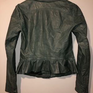 Cartonnier Olive Green Faux Leather Jacket